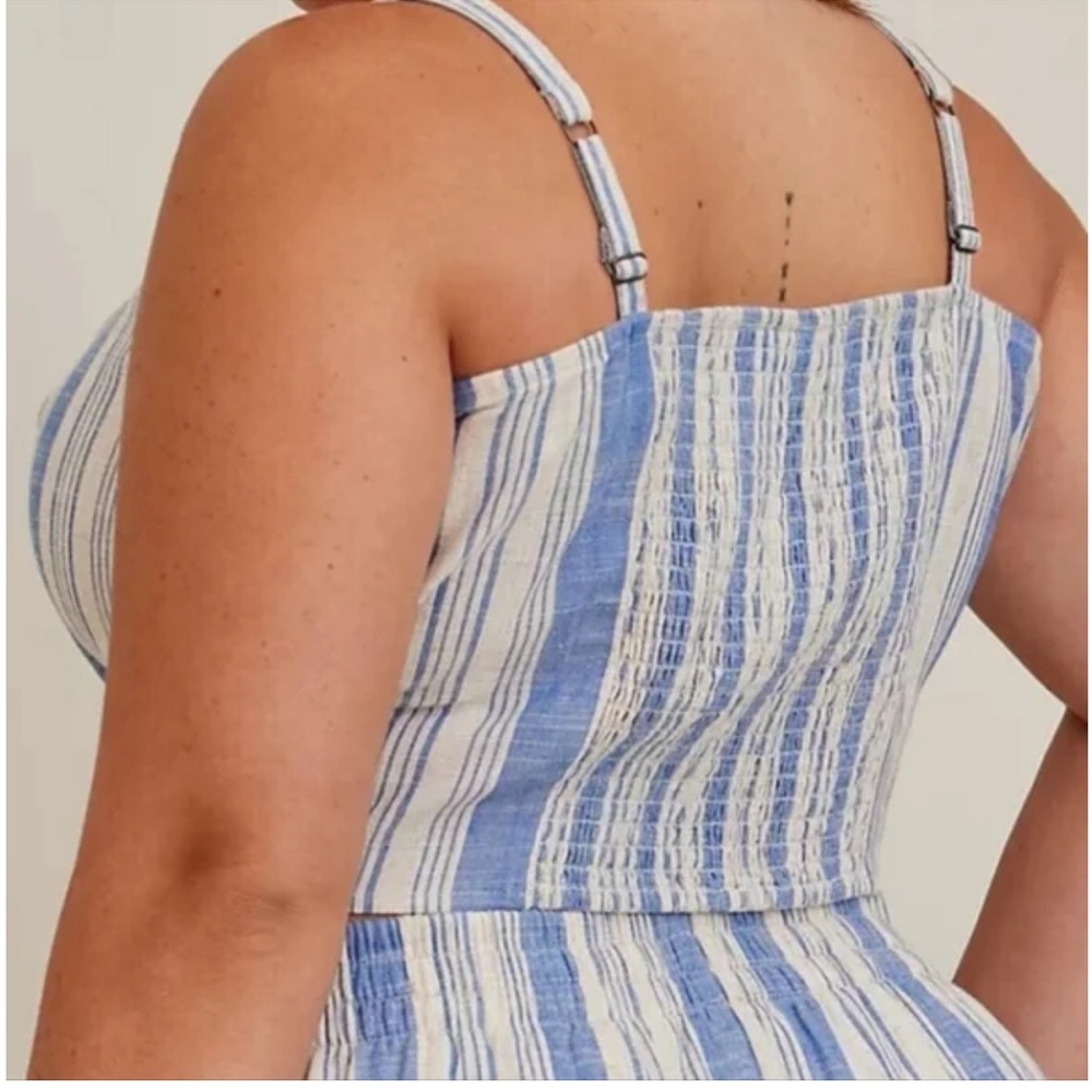 🆕 TORRID STRIPE LINEN BUTTON FRONT DETAIL CROP TOP 2 (2X 18-20) - Picture 7 of 7